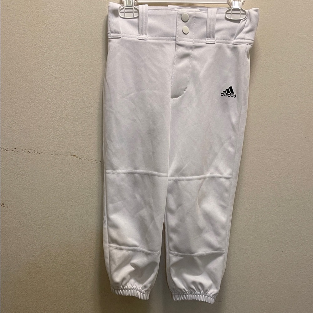 adidas White Kids Athletic Sweatpants with Elastic Cuffs